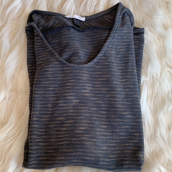 Misope Woman’s Blue and Beige Scoop Neck Long Sleeve T-Shirt Size Medium - Picture 7 of 7